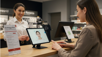 Pessoa abrindo conta em loja usando reconhecimento facial
