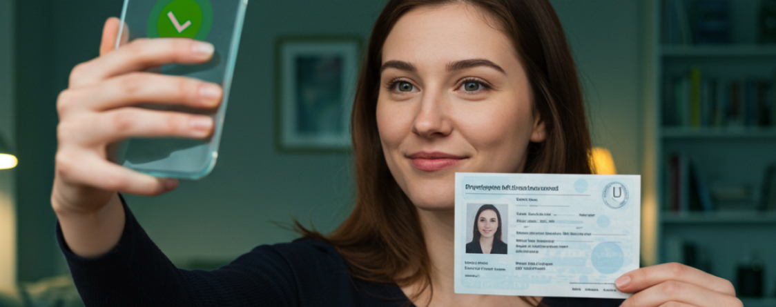 Mulher fazendo biometria facial